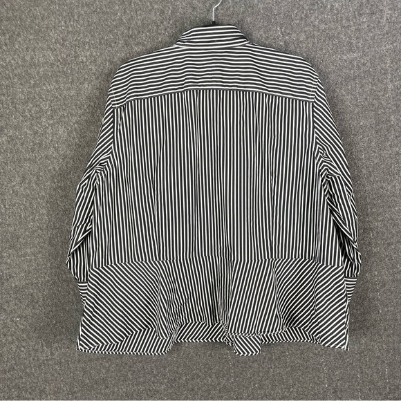 Lauren Ralph Lauren 22W Black White Striped Peplum Button Blouse Work Office - Picture 5 of 11